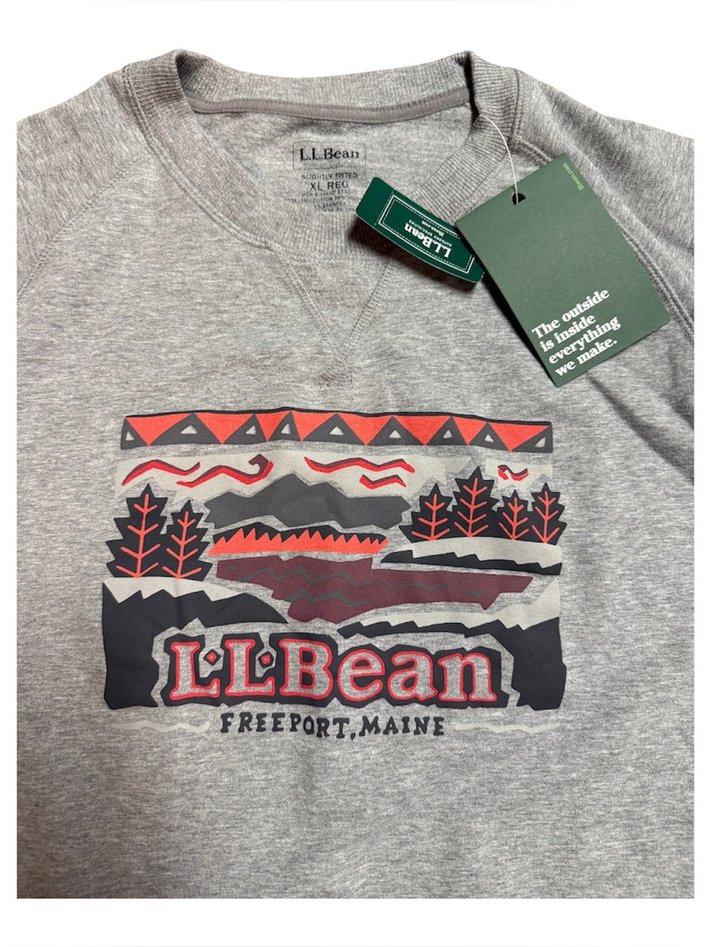 Brand New L.L Bean Freeport Maine Nature Crewneck Sweatshirt Men’s XL Grey